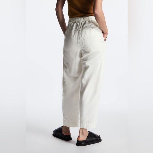 NEW COS Barrel-Leg Drawstring Trousers in Ivory - Picture 5 of 12